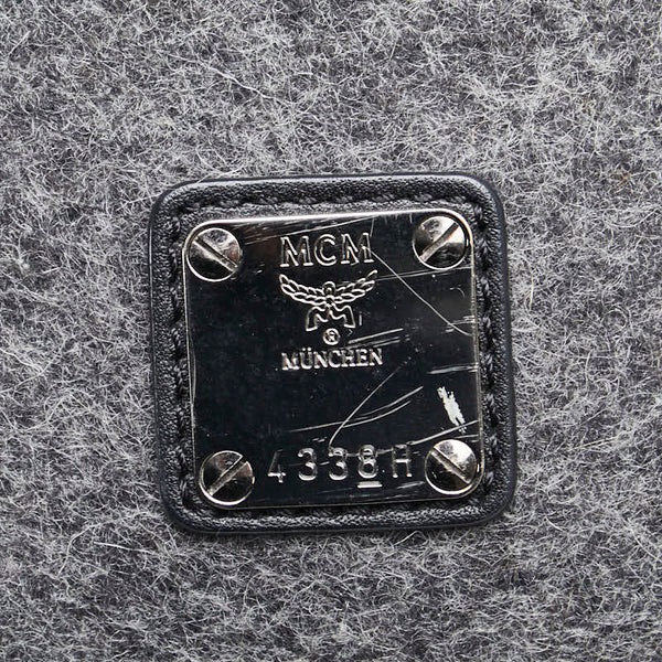 エム シー エム シュタッド ローデン ハンドバッグ ショルダーバッグ 2WAY グレー ブラック マルチカラー ウール キャンバス レザー レディース MCM 【中古】