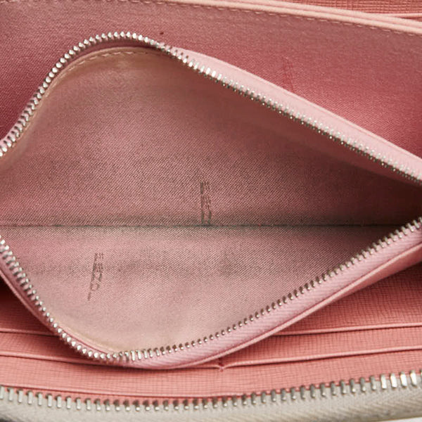 フェンディ モンスター 長財布 グレー ピンク レッド レザー レディース FENDI 【中古】