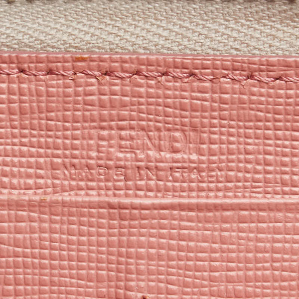 フェンディ モンスター 長財布 グレー ピンク レッド レザー レディース FENDI 【中古】