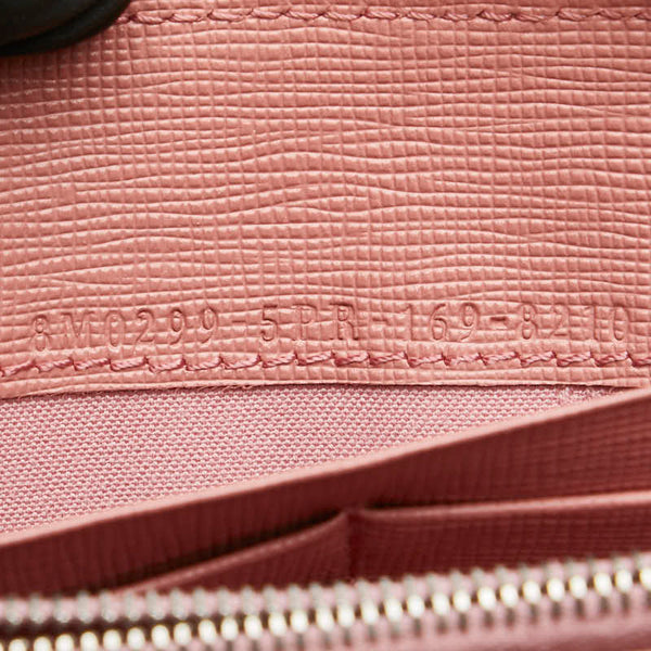 フェンディ モンスター 長財布 グレー ピンク レッド レザー レディース FENDI 【中古】