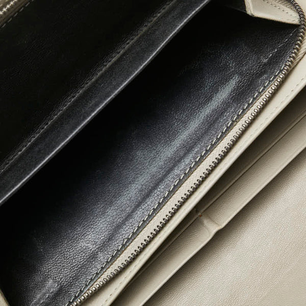 ボッテガヴェネタ イントレチャート 二つ折り財布 ベージュ レザー レディース BOTTEGAVENETA 【中古】