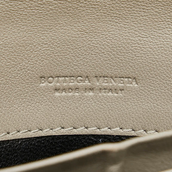 ボッテガヴェネタ イントレチャート 二つ折り財布 ベージュ レザー レディース BOTTEGAVENETA 【中古】