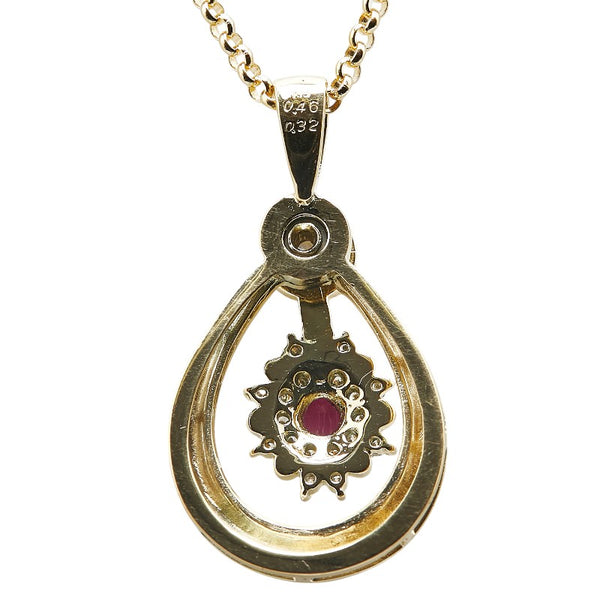K18YG イエローゴールド ルビー0.46ct ダイヤ0.32ct ペンダントネックレス レディース 【中古】