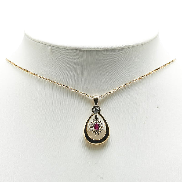 K18YG イエローゴールド ルビー0.46ct ダイヤ0.32ct ペンダントネックレス レディース 【中古】