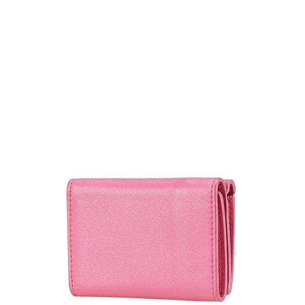 バレンシアガ ペーパーミニ 三つ折り財布 391446 ピンク レザー レディース BALENCIAGA 【中古】