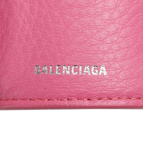 バレンシアガ ペーパーミニ 三つ折り財布 391446 ピンク レザー レディース BALENCIAGA 【中古】