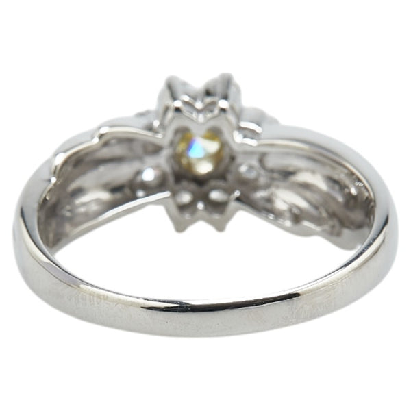 Pt900 プラチナ イエローダイヤ0.299ct ダイヤ0.37ct フラワー 花 モチーフ リング 指輪 レディース 15.5号 【中古】