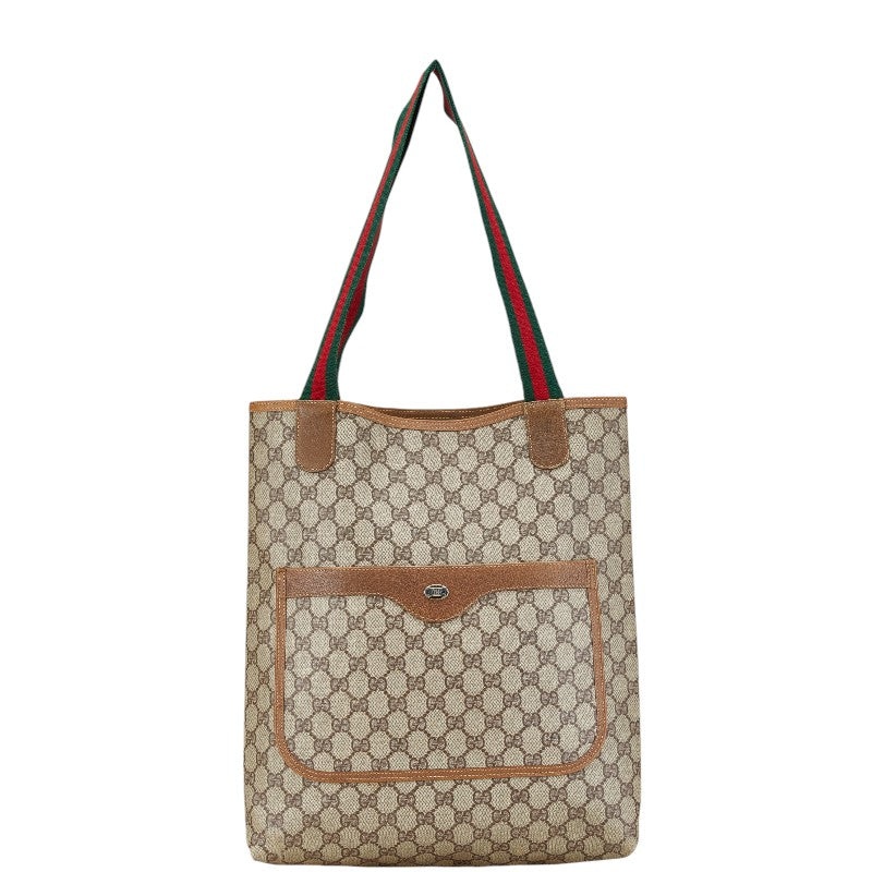 グッチ オールドグッチ　シェリーライン ハンドバッグ トートバッグ 40 02 003 ベージュ PVC レザー レディース GUCCI 【中古】