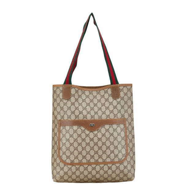 グッチ オールドグッチ　シェリーライン ハンドバッグ トートバッグ 40 02 003 ベージュ PVC レザー レディース GUCCI 【中古】