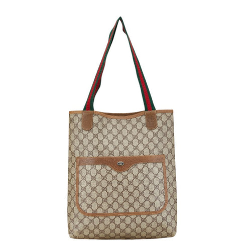 グッチ オールドグッチ　シェリーライン ハンドバッグ トートバッグ 40 02 003 ベージュ PVC レザー レディース GUCCI 【中古】