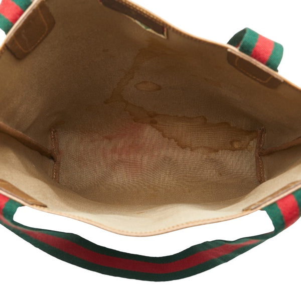 グッチ オールドグッチ　シェリーライン ハンドバッグ トートバッグ 40 02 003 ベージュ PVC レザー レディース GUCCI 【中古】