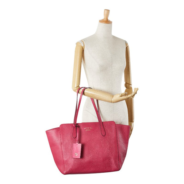 グッチ スウィング トートバッグ ショルダーバッグ 354397 ピンク レザー レディース GUCCI 【中古】
