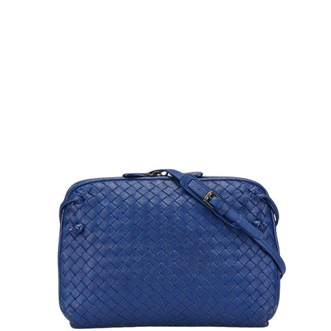 ボッテガヴェネタ イントレチャート 斜め掛け ショルダーバッグ ブルー レザー レディース BOTTEGAVENETA 【中古】