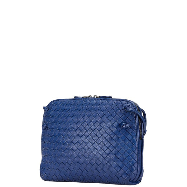 ボッテガヴェネタ イントレチャート 斜め掛け ショルダーバッグ ブルー レザー レディース BOTTEGAVENETA 【中古】