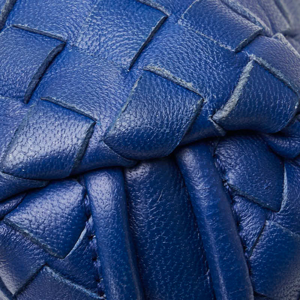 ボッテガヴェネタ イントレチャート 斜め掛け ショルダーバッグ ブルー レザー レディース BOTTEGAVENETA 【中古】