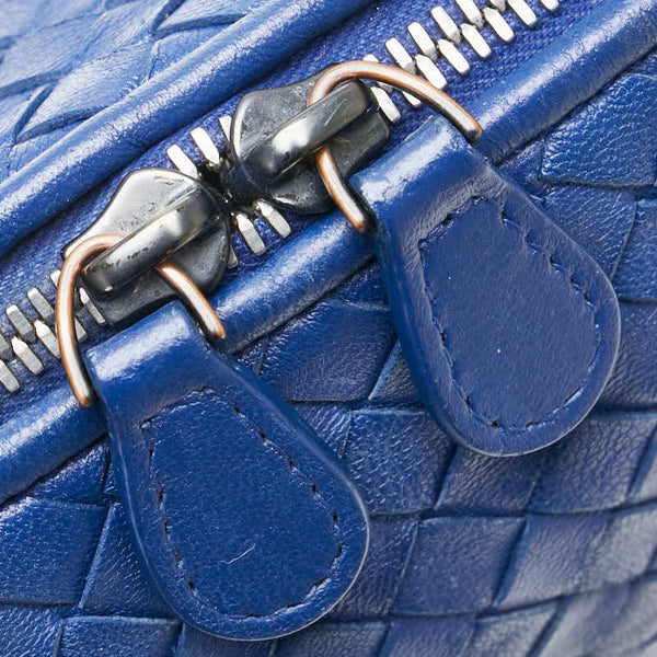 ボッテガヴェネタ イントレチャート 斜め掛け ショルダーバッグ ブルー レザー レディース BOTTEGAVENETA 【中古】
