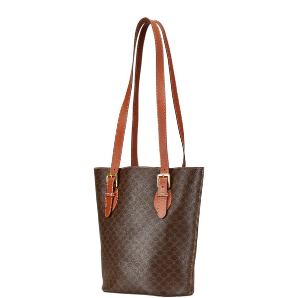 セリーヌ マカダム トートバッグ ハンドバッグ ブラウン PVC レザー レディース CELINE 【中古】