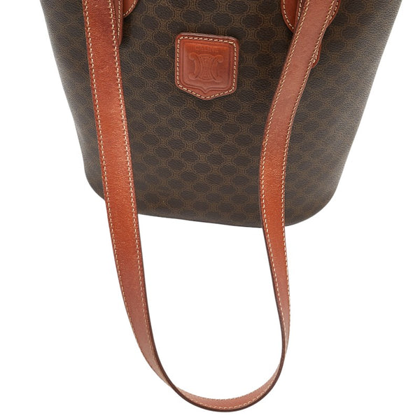 セリーヌ マカダム トートバッグ ハンドバッグ ブラウン PVC レザー レディース CELINE 【中古】