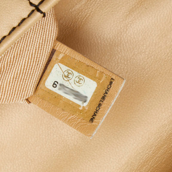 シャネル チョコバー ワンショルダーバッグ ベージュ ブラック ラムスキン レディース CHANEL 【中古】