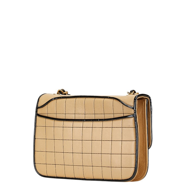 シャネル チョコバー ワンショルダーバッグ ベージュ ブラック ラムスキン レディース CHANEL 【中古】