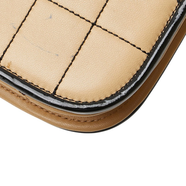 シャネル チョコバー ワンショルダーバッグ ベージュ ブラック ラムスキン レディース CHANEL 【中古】