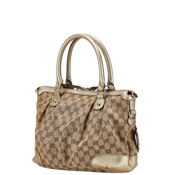 グッチ GGキャンバス スーキー ハンドバッグ ショルダーバッグ 2WAY 247902 ブラウン ゴールド キャンバス レザー レディース GUCCI 【中古】