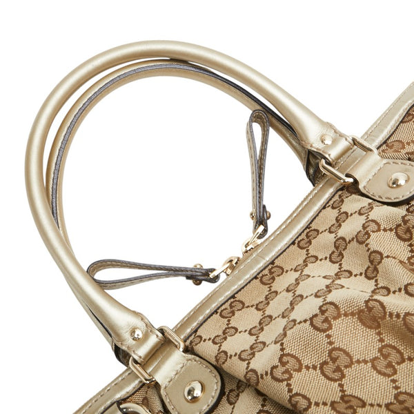 グッチ GGキャンバス スーキー ハンドバッグ ショルダーバッグ 2WAY 247902 ブラウン ゴールド キャンバス レザー レディース GUCCI 【中古】