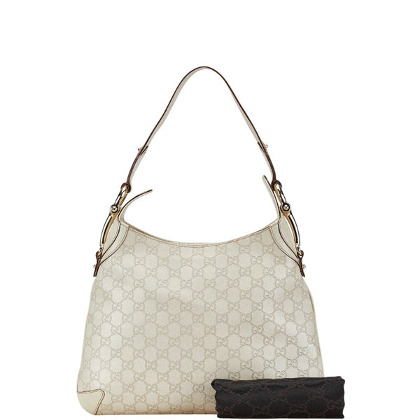 グッチ グッチシマ ホースビット ワンショルダーバッグ 145826 グレー レザー レディース GUCCI 【中古】