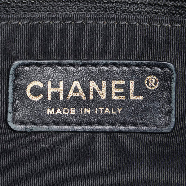 シャネル ココマーク マトラッセ バイカラー チェーン ショルダーバッグ ネイビー ブラック ラムスキン レディース CHANEL 【中古】