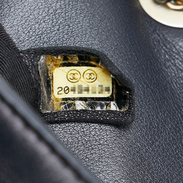 シャネル ココマーク マトラッセ バイカラー チェーン ショルダーバッグ ネイビー ブラック ラムスキン レディース CHANEL 【中古】