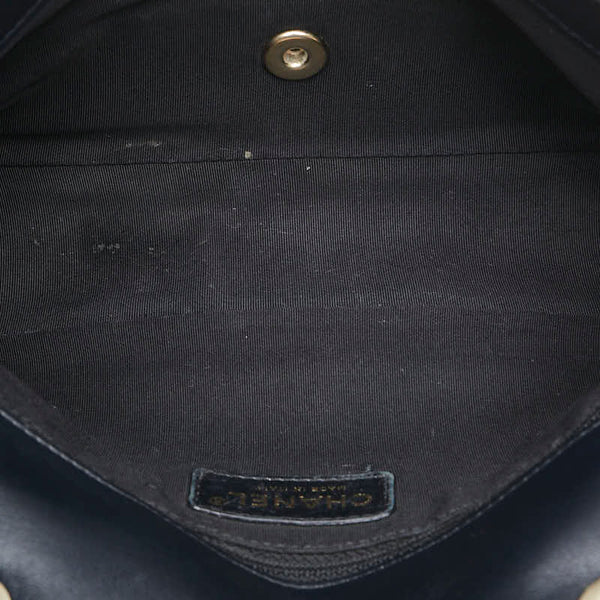 シャネル ココマーク マトラッセ バイカラー チェーン ショルダーバッグ ネイビー ブラック ラムスキン レディース CHANEL 【中古】