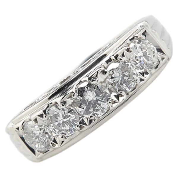 Pt900 プラチナ ダイヤ1.00ct 一文字 リング 指輪 メンズ 16号 【中古】