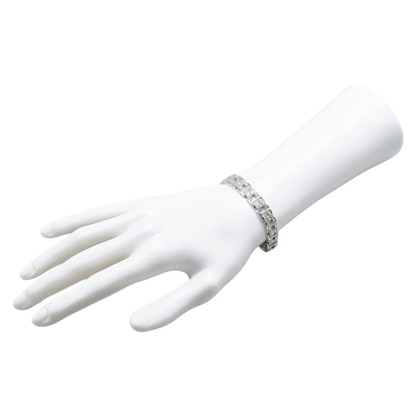 K18WG ホワイトゴールド ダイヤ1.05ct ベルト モチーフ ブレスレット レディース 【中古】