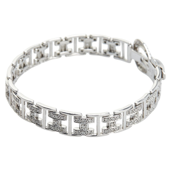 K18WG ホワイトゴールド ダイヤ1.05ct ベルト モチーフ ブレスレット レディース 【中古】