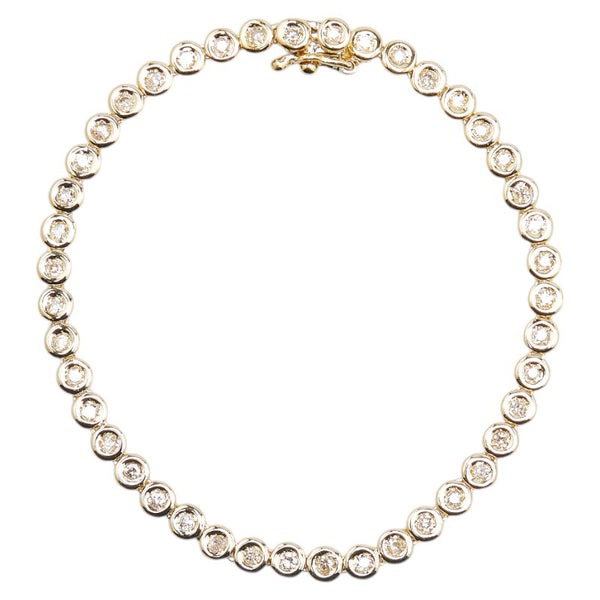 K18YG イエローゴールド ダイヤ1.00ct テニスチェーン ブレスレット レディース 【中古】