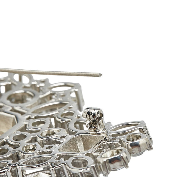 グッチ インターロッキングG ブローチ シルバー ラインストーン メタル レディース GUCCI 【中古】