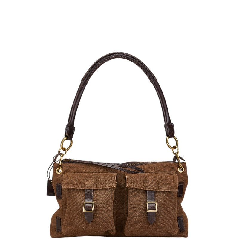 グッチ ショルダーバッグ ブラウン キャンバス レザー レディース GUCCI 【中古】