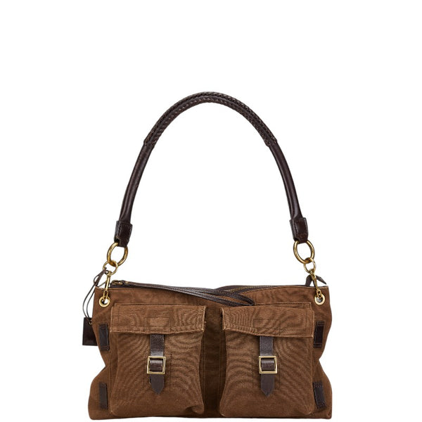 グッチ ショルダーバッグ ブラウン キャンバス レザー レディース GUCCI 【中古】