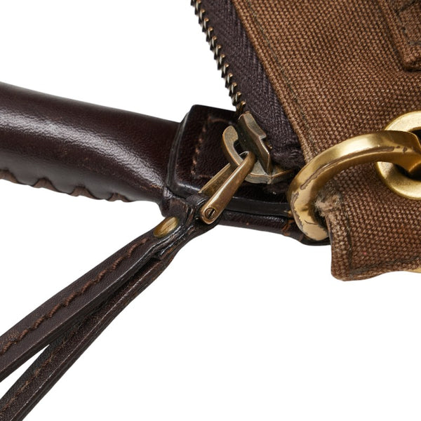 グッチ ショルダーバッグ ブラウン キャンバス レザー レディース GUCCI 【中古】