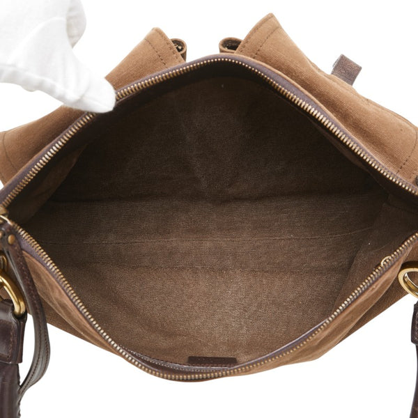 グッチ ショルダーバッグ ブラウン キャンバス レザー レディース GUCCI 【中古】