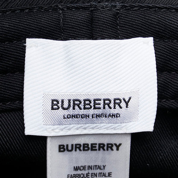 バーバリー ロゴ バケットハット サイズ:L(59cm) ブラック レッド コットン レザー メンズ BURBERRY 【中古】