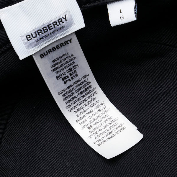 バーバリー ロゴ バケットハット サイズ:L(59cm) ブラック レッド コットン レザー メンズ BURBERRY 【中古】
