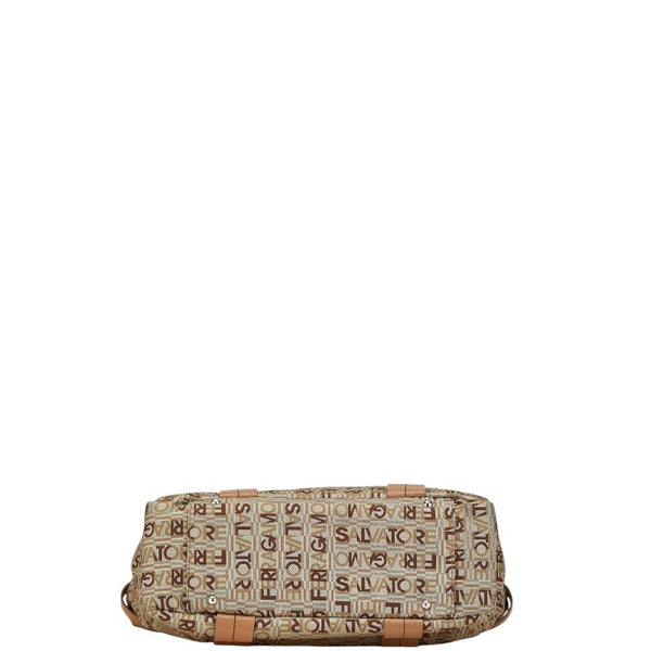 サルヴァトーレフェラガモ トートバッグ ショルダーバッグ EJ-21 8481 グレー ベージュ キャンバス レザー レディース Salvatore Ferragamo 【中古】