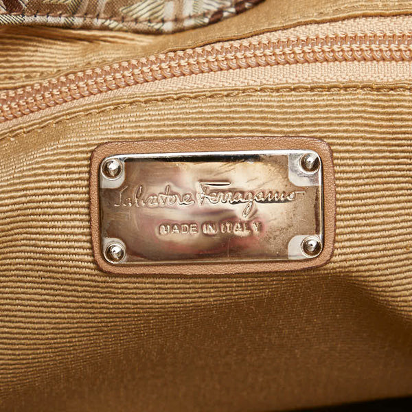 サルヴァトーレフェラガモ トートバッグ ショルダーバッグ EJ-21 8481 グレー ベージュ キャンバス レザー レディース Salvatore Ferragamo 【中古】