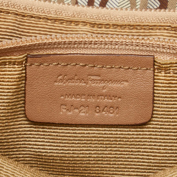 サルヴァトーレフェラガモ トートバッグ ショルダーバッグ EJ-21 8481 グレー ベージュ キャンバス レザー レディース Salvatore Ferragamo 【中古】