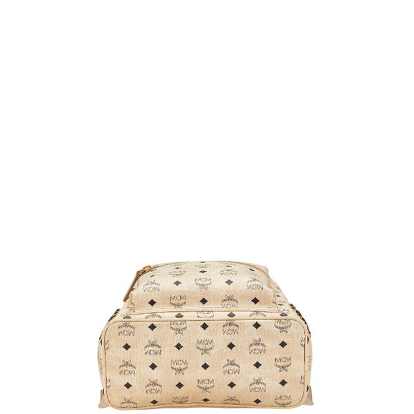 エム シー エム ヴィセトス ロゴグラム スタッズ リュック バックパック ベージュ PVC レザー レディース MCM 【中古】