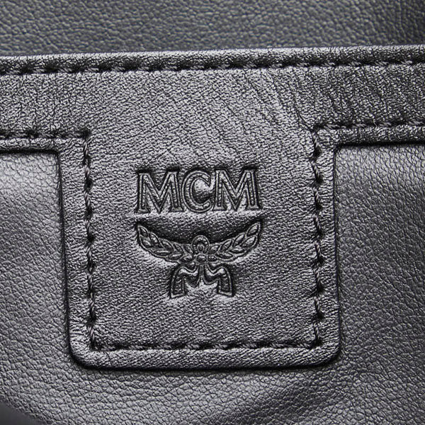 エム シー エム ヴィセトス ロゴグラム スタッズ リュック バックパック ベージュ PVC レザー レディース MCM 【中古】