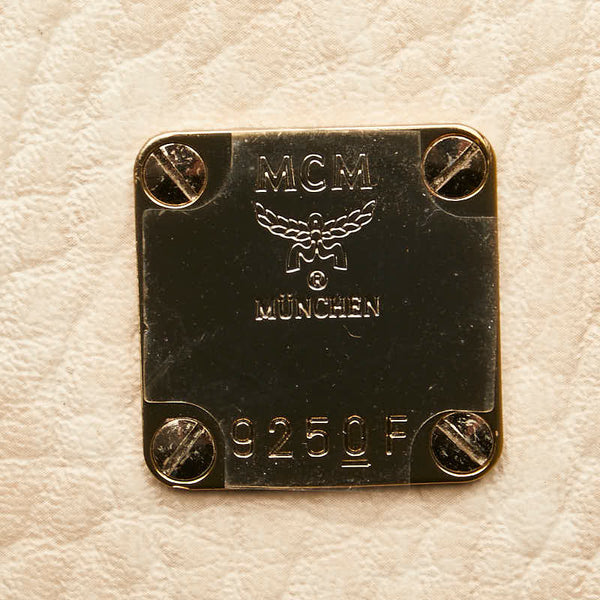 エム シー エム ヴィセトス ロゴグラム スタッズ リュック バックパック ベージュ PVC レザー レディース MCM 【中古】
