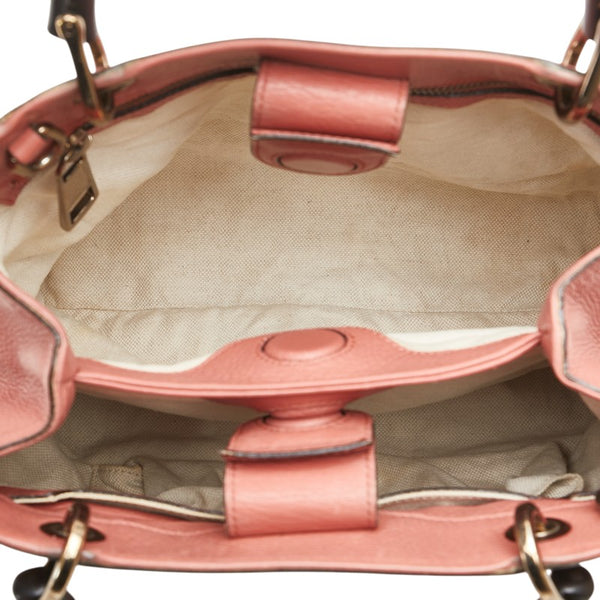 グッチ バンブー ショッパー スモール ハンドバッグ ショルダーバッグ 2WAY 336032 ピンク レザー レディース GUCCI 【中古】