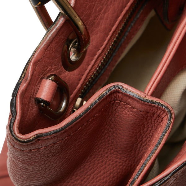 グッチ バンブー ショッパー スモール ハンドバッグ ショルダーバッグ 2WAY 336032 ピンク レザー レディース GUCCI 【中古】